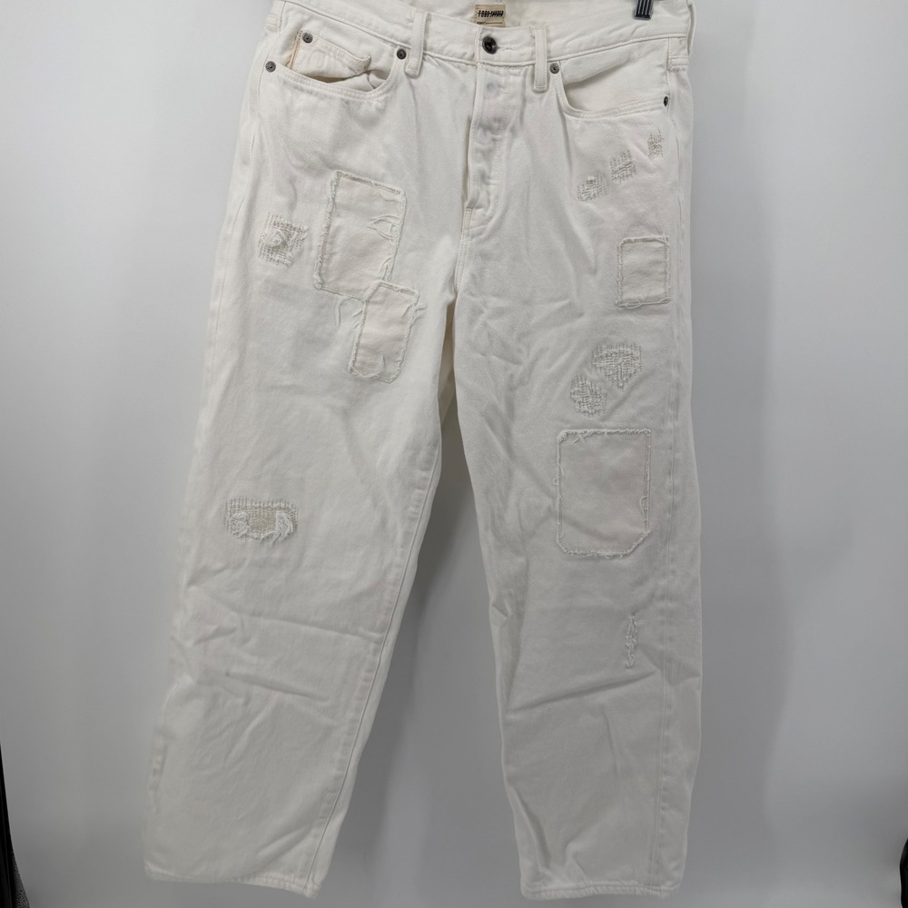 Todd Snyder Jeans Mens 34x32 White Selvedge Denim Multi-Patch Distressed 12.5oz